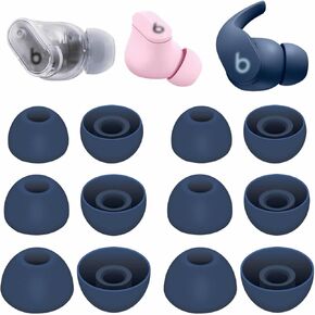 Compatible with Beats Fit Pro Ear Tips, 6 Pairs S/M/L Replacement Soft Silicone Rubber Flexible Fit in Case Gel Eartips Earbuds Earplug Compatible with Beats Studio Buds + Tidal Blue