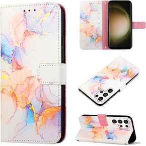 Samsung Galaxy S24 Ultra Case,Marble Pattern PU Leather Wallet Case Flip Folio Cover with Card Holder Phone Holster for Galaxy S24 Ultra,YBDLS Rose Gold