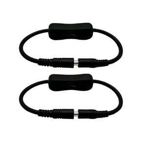 2pcs, DC 5.5 x 2.5mm, DC Switch, LED Strip Connector, LED Light Adapter Connector, Black