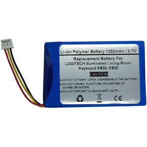 3.7V 1050mAh Replacement Battery for LOGITECH IIIuminated Living-Room Keyboard K830, K830, LOGITECH 533-000112, LOGITECH L/N 1406