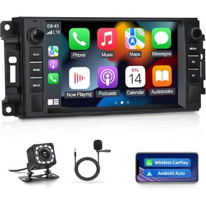 Android Car Stereo for Jeep Wrangler Chrysler 300C Dodge RAM with Apple Carplay and Android Auto, 7 Inch Touch Screen Head Unit with Bluetooth WiFi GPS Mirror Link FM/RDS + Backup Camera