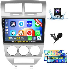 Roinvou 2+64G Android CarPlay Stereo for Dodge Caliber 2006-2012, Built-in Wireless CarPlay with Android Auto, 10.1'' Touch Screen in-Dash GPS Navigation Support Mirror Link BT RDS AHD WiFi DSP