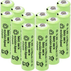 1.2V 700mAh NiMH Rechargeable AA Batteries, 12 Pack Double A Rechargeable Battery for Solar Lights, String Lights Pathway Lights,Mouse, Keyboard