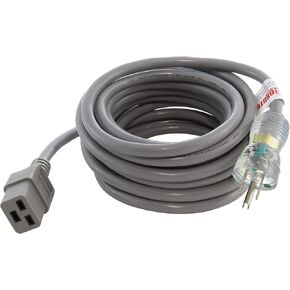 AC WORKS 15Amp 125Volt Medical/Hospital Garde Power Cord with IEC C19 (15FT- Locking C19)