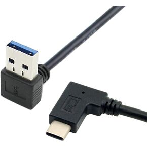 JSER Xiwai 30cm Reversible USB 3.1 USB-C Angled to 90 Degree Down Angled A Male Data Cable for Tablet Mobile Phone