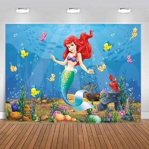 7x5FT ارييل حورية البحر الأميرة التصوير الفوتوغرافي تحت البحر ليتل ميرميد صورة خلفية للأطفال حفلة عيد ميلاد الخلفيات الديكور in Kuwait