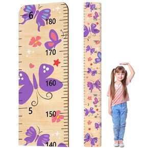 Basumee Wood Growth Chart for Kids Room Decor Height Measurement Growth Chart for Wall Cute Height Chart Ruler Boys and Girls Baby Nursery Bathroom Bedroom Room Playroom Decor, Animals