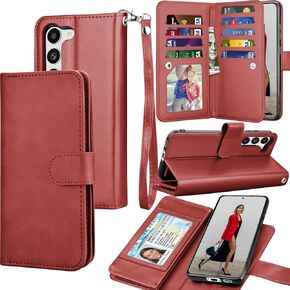 Galaxy S23+ Case, Galaxy S23 Plus Wallet Case, Tekcoo Luxury PU Leather ID Cash Credit Card Slots Holder Carrying Folio Flip Cover [Detachable Magnetic Hard Case] for Samsung S23 Plus 5G [Rose Gold]