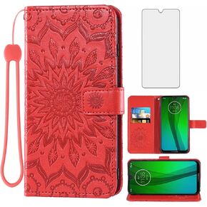 Phone Case for Motorola Moto G7/G7+/Revvlry Plus Wallet with Tempered Glass Screen Protector Leather Flip Cover Card Holder Stand Cell Accessories G7Plus Moto7 XT1962-1 G 7 7G Tmobile Revvlry+ Blue