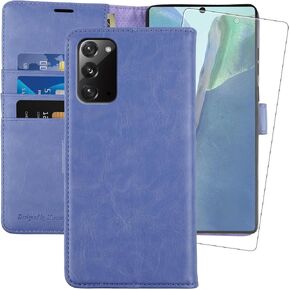 MONASAY Wallet Case Compatible for Galaxy Note 20 5G, 6.7 inch, [Included Screen Protector][RFID Blocking] Flip Folio Leather Cell Phone Cover with Credit Card Holder, Black