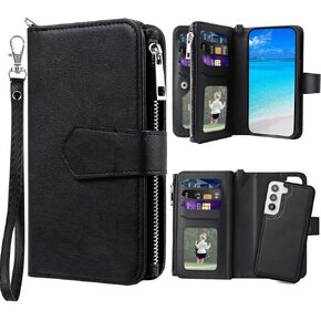 Case for Galaxy S22, 2 in 1 Magnetic Detachable Wallet Case, PU Leather Phone Case Cover with Card Holder for Samsung Galaxy S22, Blue
