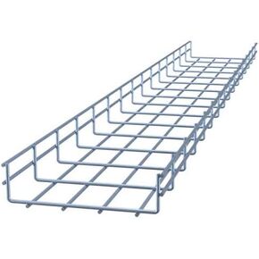 NavePoint Wire Mesh Cable Tray, Electro Zinc Plated, Silver Steel, 1.97 x 7.88 x 59.06 inch, 2-Pack