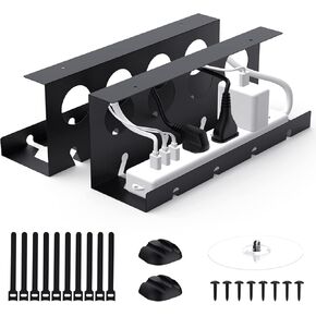 Cable Management Under Desk 2 Pack Under Desk Cable Management Tay Super Sturdy Metal Cable Raceway Tray for Cords/Power Strip (12.6 in)
