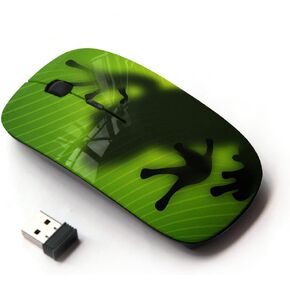 [ Optical 2.4G Wireless Mouse [ Frog Leaf Nature Tropical Rainforest Green ]