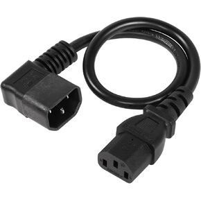 CERRXIAN 0.4m Right Angle IEC 320 C14 to C13 Power Cable, 90 Degree C14 Male to C13 Female PDU Power Supply Extension Cord for Monitors,Computers,Printer,Etc(Rc14-c13)