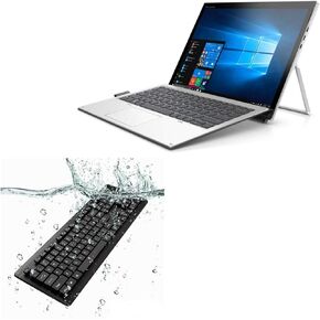 BoxWave Keyboard Compatible with HP Elite x2 1013 G3 Notebook PC - AquaProof USB Keyboard, Washable Waterproof Water Resistant USB Keyboard - Jet Black