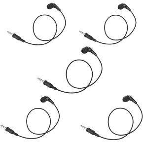 Short Cord 3.5mm Wired Black Listen Only Earpiece Audio in-Ear Earbud for Baofeng Kenwood Motorola Police Speaker Microphone Shoulder Mic APX 6000 7000 8000 3.5 Aux Headset(5Pack)