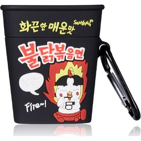 Coralogo for Airpods 1/2 Cute Case, 3D Cartoon Food Ramen Fashion Soft Silicone Airpod Shockproof Skin Funny Fun Cool Design Accessories Cover Air pods Cases for Kids Teens Girls Boys (Turkey Noodle)