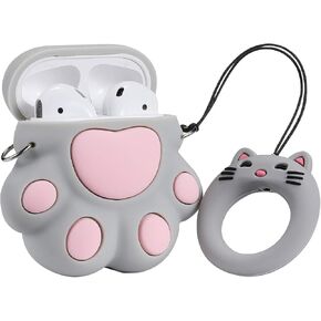 Mulafnxal Compatible with Airpods 1&2 Case,Silicone 3D Cute Animal Paw Fun Cartoon Character for Airpod Cover,Kawaii Funny Fashion Design Skin,Shockproof Cases Teens Girls Boys Air pods Grey CatClaw in Kuwait
