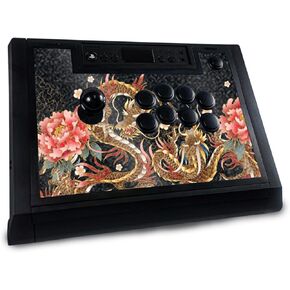 Glossy Glitter Gaming Skin Compatible with Hori Fighting Stick Alpha (PS5, PS4, PC) - Stitch Dragons - Premium 3M Vinyl Protective Wrap Decal Cover - Easy to Apply | Crafted in The USA by MightySkins