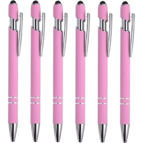 PATIKIL Ballpoint Pen with Stylus Tip, 6 Pack 2 in 1 Metal Pen Black Ink 1.0mm Medium Point Stylus Pen for Touch Screens Style 1, Black