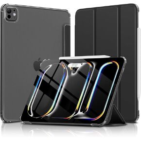Wenlaty for iPad Pro 11 Inch Case 2024 Release 5th Generation(M4), Slim & Lightweight Trifold Stand Protective Case with Clear Matte Hard PC Backshell and Soft TPU Cover, Auto Wake/Sleep, Black
