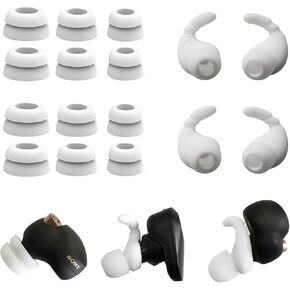 Anti-Slip Double Flange Ear Tips for Sony Earbuds Replacement Ear Hooks for Sony WF-1000XM4/WF-C500/Linkbuds S Earbuds Tips Black