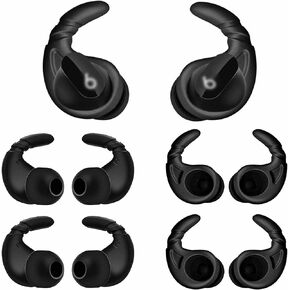4 Pairs Ear Hooks Compatible with Beats Studio Buds Ear Tips Earbuds, Anti-Slip Anti-Drop Sport Outdoor Earhooks Wing Holder Silicone Gel Accessories for Beat Studio Buds - 2 Black 2 White