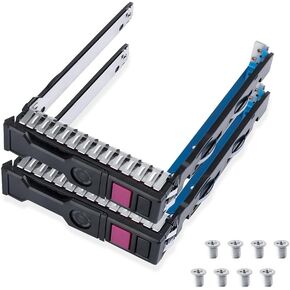 2pcs Pack 2.5" inch SFF SAS NVMe Hard Drive 727695-001A Tray Caddy Compatible with HP G10 DL360 DL380 Server HDD Chips Screws