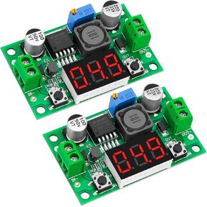 MakerFocus 2pcs LM2596 Adjustable DC-DC Step Down Buck Power Converter, DC 4-40V Input to DC 1.25-37V Output Voltage Regulator with LED Voltmeter Display for DIY