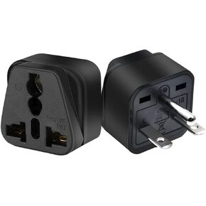 (2pack) US 3 Prong Plug to Universal Socket Power Converter,NEMA 6-15P Plug Adapter for NEMA 5-15P/5-20R/6-15P/6-20P/ EU/AU/US/UK & More Interface Conversion Plug (Black)