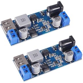 Buck Converter Module 12v to 5v 5A USB Voltage Regulator DC 9V-36V Step Down to USB 5V Transformer Dual Output Voltage Regulator Board for Phone Fast Charging(2 PCS)