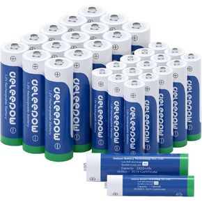 Deleepow NiMH 3300mAh AA Rechargeable Batteries 16 Pack 1.2V AA Rechargeable Battery and 16 Pack AAA NiMH Rechargeable Batteries 1200 Cycles