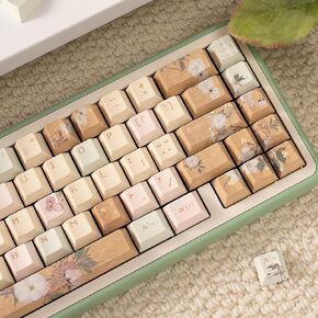 Gliging PBT Keycaps 65 Percent,156 Keys DYE-Sub Custom Keycaps Set, Cherry Profile Minimalist Blossom Flower Custom Keycaps Set for 61/64/66/68 Cherry Gateron MX Switches Mechanical Keyboard