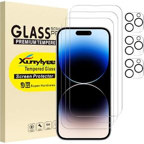 3 Pack Screen Protector for iPhone 15 Pro Max 6.7 inch + 3 Pack Camera Lens Protector Tempered Glass Film