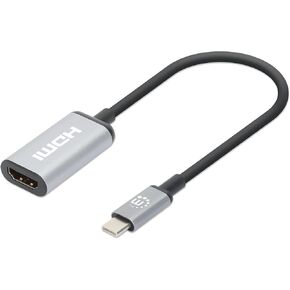Manhatten 4K@60Hz USB-C to HDMI Adapter USB 3.2 Type C Male to HDMI Female Active Converter Aluminum 15cm Black