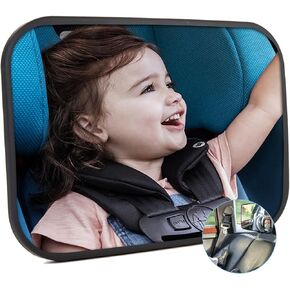 Baby Car Mirror, Seat Safely Monitor Infant Child in Rear Facing Seat, Wide View Shatterproof Adjustable Acrylic, Baby Essentials for Newborn, 100% Shatterproof Car Seat Mirror Rear Facing Infant