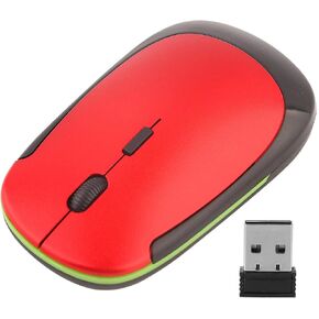 Pomya Mouse, Ultra-Thin 2.4G 1200DPI USB Mouse Ergonomic Optical Positioning Mouse for Laptop, 16 Million ID Code Designs 360° Operating Angle 10 Meters of Control Distance(Red)