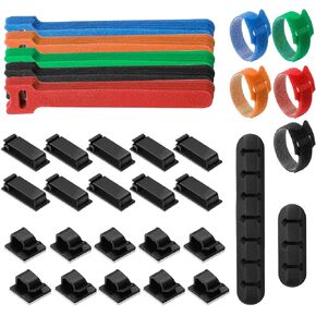 Cable Management Kit - 72 Pieces with 50 Cable Ties, 10 Large Cable Clips, 10 Adhesive Cable Clips, 2 Silicone Cable Holders - Organize Your Home Office Desk Efficiently and Neatly in Saudi Arabia