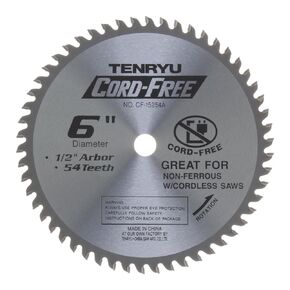 Tenryu CF-15254A 6" Carbide Tipped Saw Blade ( 54 Tooth ATB Grind - 1/2" Arbor - 0.063 Kerf)