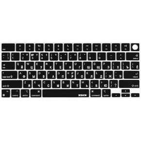 XSKN Russian Black US Version Silicone Keyboard Cover for 2023 2024 MacBook Air 15.3" M2 M3 Chip with Touch ID A2941 A3114 for 2022 2024 MacBook Air 13.6" M2 M3 Chip with Touch ID A2681 A3113