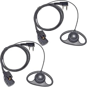 Walkie Talkie Earpiece for Baofeng UV-5R BF-F8HP UV-82 AR-152 BF-888S UV-82HP Retevis RT22 RT21 H-777 RT68, Two Way Radio Headset Earpieces with Mic and D Shape Earhook for Kenwood Radios, Pack of 2