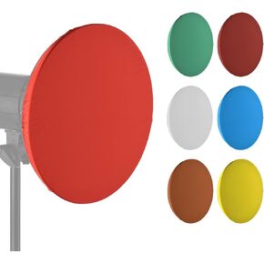Andoer 7 Pieces 55cm Photography Light Shade Fabric Soft Diffuser Cover Blue/Red/Green/White/Yellow/Brown/Purple Compatible for Studio Strobe Mount Bowen Standard Reflector