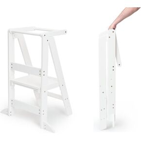 Foldable Kitchen Stool for Kids - Foldable Toddler Tower, Kitchen Stool for Toddlers, Toddler Standing Tower, Toddler Tower, Kids Stool (Wood Color)