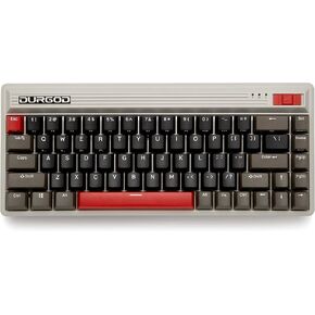 لوحة مفاتيح ميكانيكية DURGOD Fusion - تخطيط 65% - ملف تعريف Doubleshot PBT Cherry - لاسلكي 2.4 جيجا هرتز / بلوتوث 5.0 / USB نوع C - عمر بطارية يصل إلى 40 يومًا (سرعة الكرز فضي، بخار) in Kuwait
