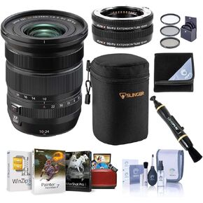 عدسة Fujifilm XF 10-24 مم f/4 R OIS WR، حزمة مع مجموعة أنبوب Viltrox DG-FU، طقم فلتر 72 مم، طقم تنظيف، علبة عدسة، غلاف عدسة، منظف عدسة، مجموعة برامج Mac in Kuwait