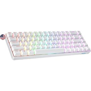 GK65 65% | Hot Swappable Mechanical Gaming Keyboard | 68 Keys Multi Color RGB LED Backlit for PC/Mac Gamer | ANSI US American Layout (White, Mechanical Red)