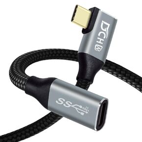 3ft 90 Degree USB C Cable 100W Fast Charging 4K Video Output 10Gbps Data Transfer 3.1 Gen 2 PD 20V 5A Nylon Braided Type C to Type C Monitor Cord Charge Phone Tablet Laptop Computer
