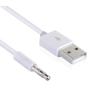 3.5mm Male Jack to USB Charging Data Cable Compatible for SYRYN Waterproof MP3 Player, Headphones, White