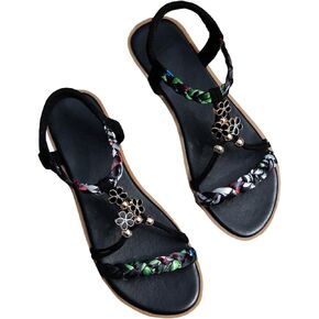 Verdusa Women's Braided Slingback Sandals Summer Flat Sandals with Ankle Strap